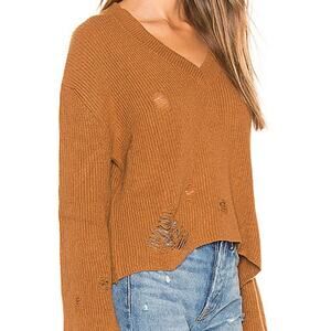 By the Way Revolve Mira Distressed Sweater Rust Mustard Gold